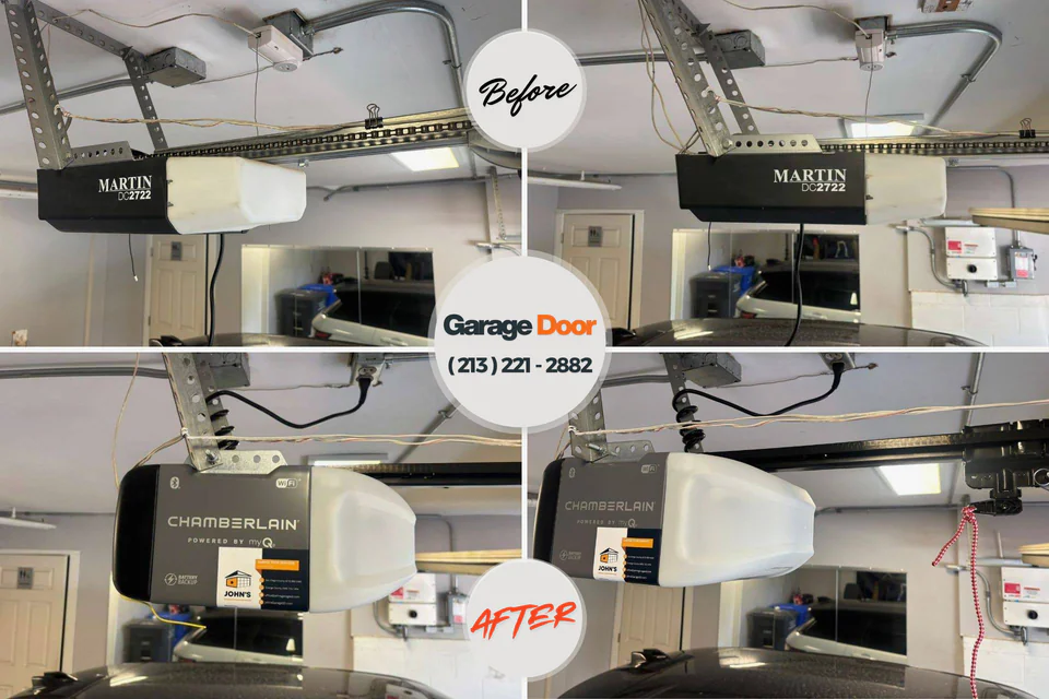 Before and after: garage door repair Lincoln Center, KS